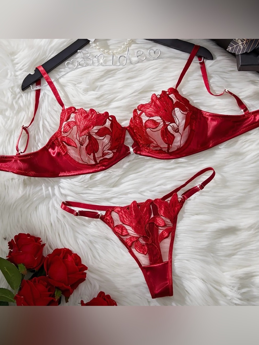 Red floral lingerie set #lingerie #intimates #redhot